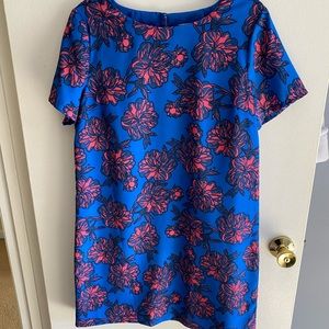 Floral Blue and Pink J. Crew Shift Dress, Size 12